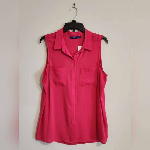 NWT - APT.9 Sleeveless Button-Front Blouse - Picture 1 of 4